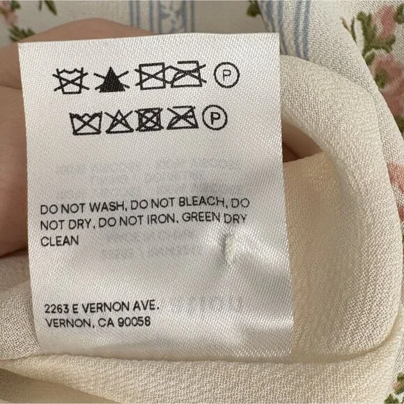 Reformation Women's Doutzen Dress 6 Ivory Surrey Floral Print Ruffle Hem Spring - Picture 7 of 10